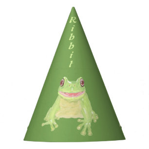 Cute Green Tree Frog - Ribbit birthday. Party Hat