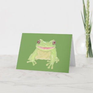 Cute Green Tree Frog - transparent. Card