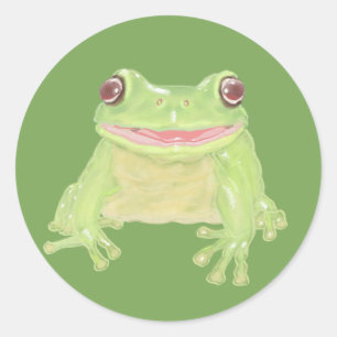 Cute Green Tree Frog - transparent. Classic Round Sticker