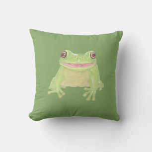 Cute Green Tree Frog - transparent. Cushion