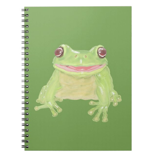 Cute Green Tree Frog - transparent.  Notebook (Front)