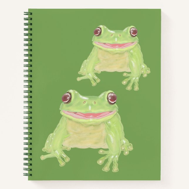 Cute Green Tree Frog - transparent.  Notebook (Front)