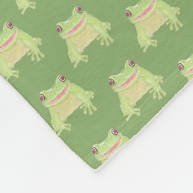 Cute Green Tree Frog - transparent pattern.    Fleece Blanket (Corner)