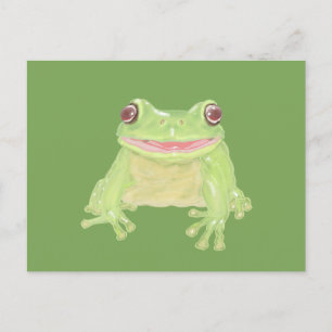 Cute Green Tree Frog - transparent. Postcard