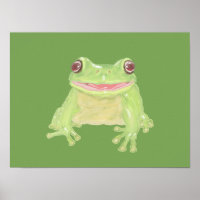 Cute Green Tree Frog - transparent. 