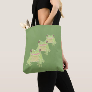 Cute Green Tree Frog - transparent.   Tote Bag