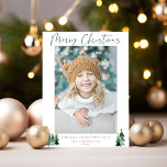 Cute Green Trees Minimalist Modern Christmas Photo Holiday Card<br><div class="desc">Cute, Modern yet Rustic Christmas Holiday Photo Cards featuring adorable little forests of rustic Christmas trees and Merry Christmas in modern typography on a soft modern pastel colour palette of pink and sage green. Add your favourite photos and a custom greeting for the perfect holiday card! Perfect for your minimalist...</div>