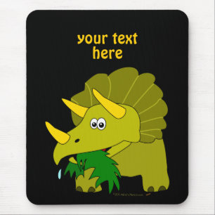 Cute Green Triceratops Cartoon Dinosaur Mouse Mat