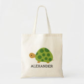 Cute Green Turtle Kids' Personalised Tote Bag (Front)