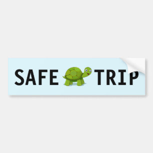 Cute Green Turtle on Light Blue Bumper Sticker