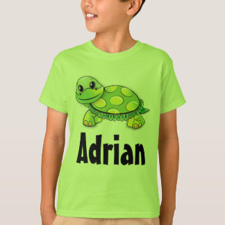 Cute Green Turtle Personalised Childs Shirt Adrian