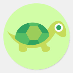 Cute Green Turtle Round Stickers for Kids' Crafts