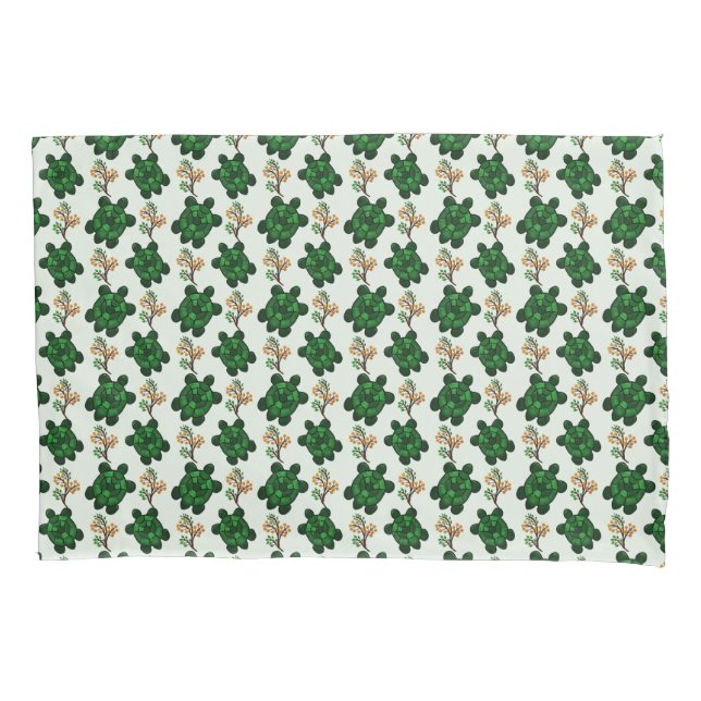 Cute Green Turtle Seamless Pattern | turtle  Pillowcase (Front)