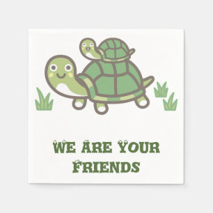 Cute Green Turtle with Baby Personalised Napkin