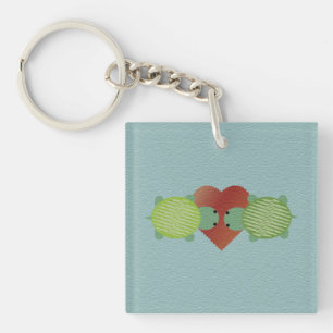 Cute Green Turtles in Love Key Ring