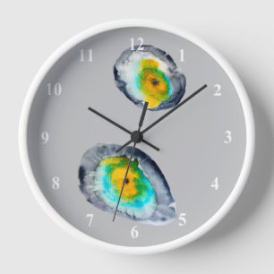 Cute green watercolor bird clock