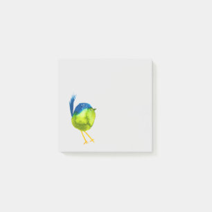 Cute green watercolor bird post-it notes