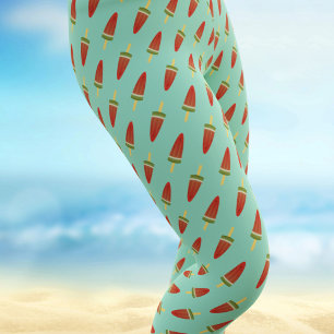 Cute Green Watermelon Ice Pop Pattern Leggings