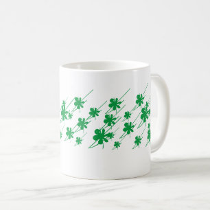 Cute green white clover floral pattern modern coffee mug