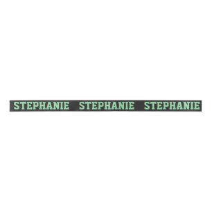 Cute Green & White Custom Name  Satin Ribbon