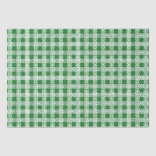 Cute green white lace chequered plaid Christmas Tissue Paper