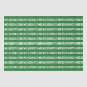 Cute green white lace striped pattern Christmas Tissue Paper