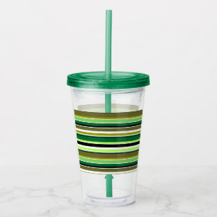 Cute green white stripes acrylic tumbler