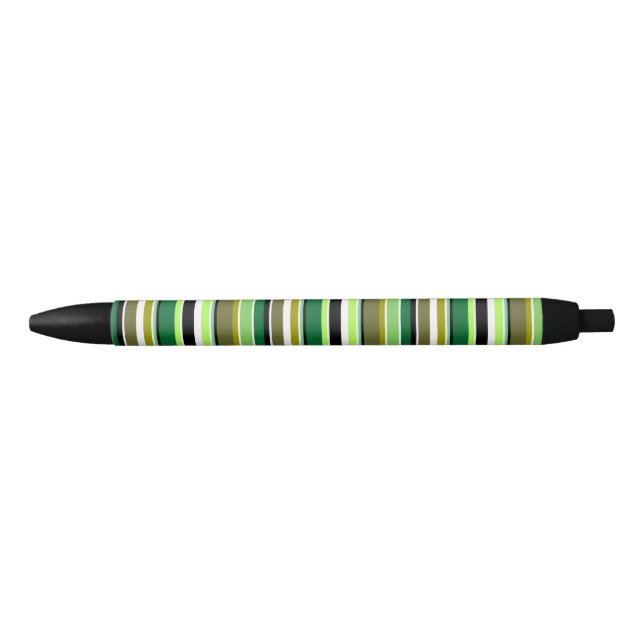 Cute green white stripes black ink pen (Front)