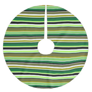 Cute green white stripes brushed polyester tree skirt