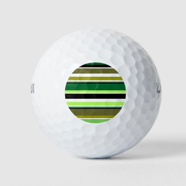 Cute green white stripes golf balls (Front)