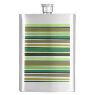 Cute green white stripes hip flask