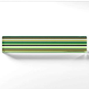 Cute green white stripes nameplate