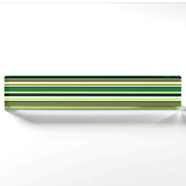 Cute green white stripes nameplate (Front)