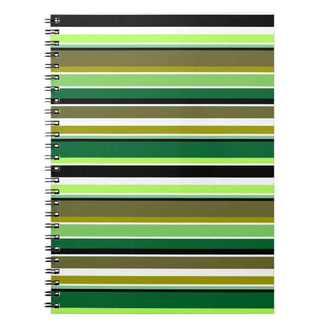 Cute green white stripes notebook (Front)