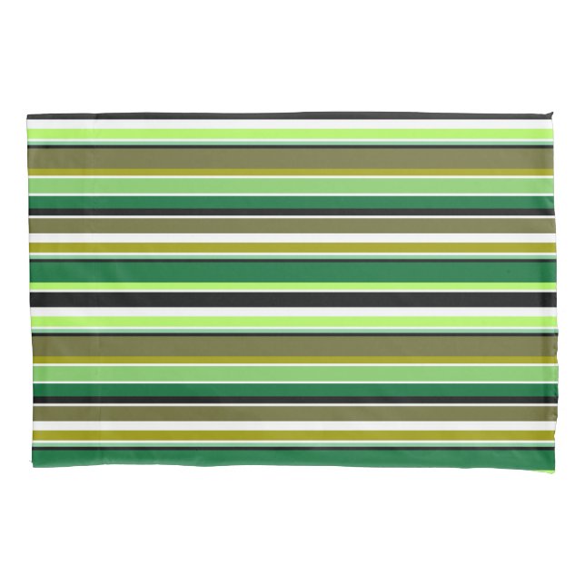 Cute green white stripes pillowcase (Front-Left)
