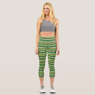 Cute green white stripes throw pillow capri leggings
