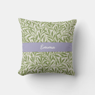 Cute Green Willow Leaves Botanical Cushion