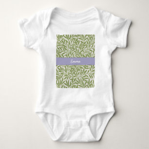 Cute Green Willow Leaves Botanical Name  Baby Bodysuit