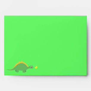 Cute Green & Yellow Dinosaur & Butterfly Party Envelopes