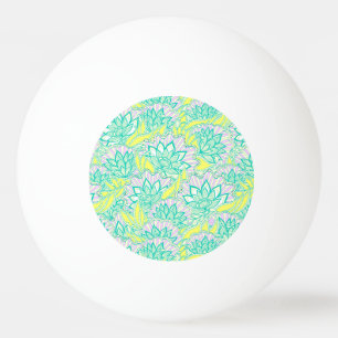 Cute green yellow floral pattern ceramic tile ping pong ball