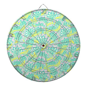 Cute green yellow floral pattern dartboard