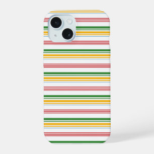 Cute green yellow stripes iPhone 15 case