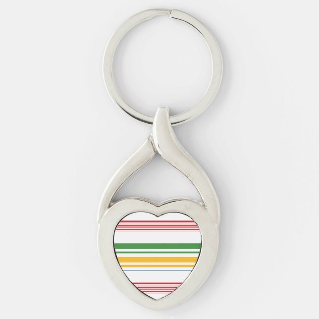 Cute green yellow stripes key ring (Front)