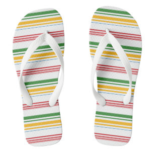Cute green yellow stripes throw pillow flip flops