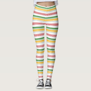 Cute green yellow stripes throw pillow leggings
