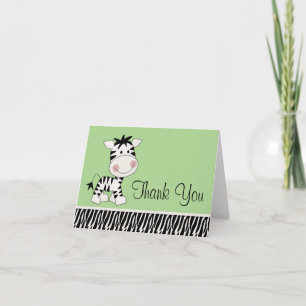 Cute Green Zebra Thank You Cards