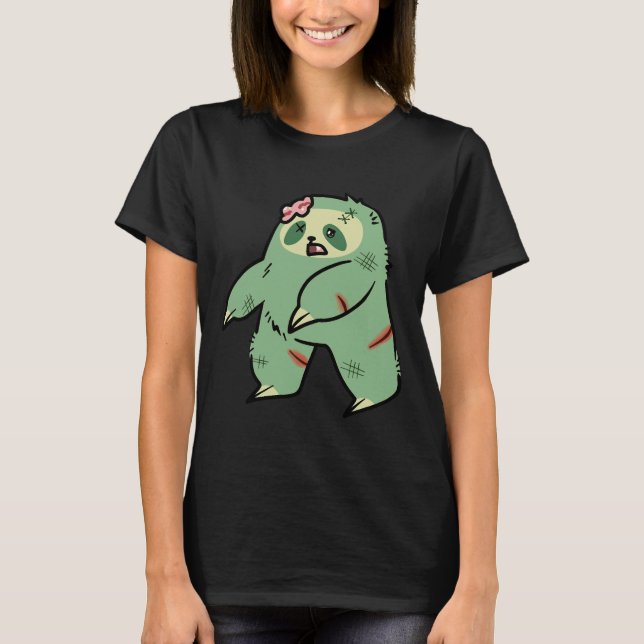 Cute Green Zombie Sloth T-Shirt (Front)