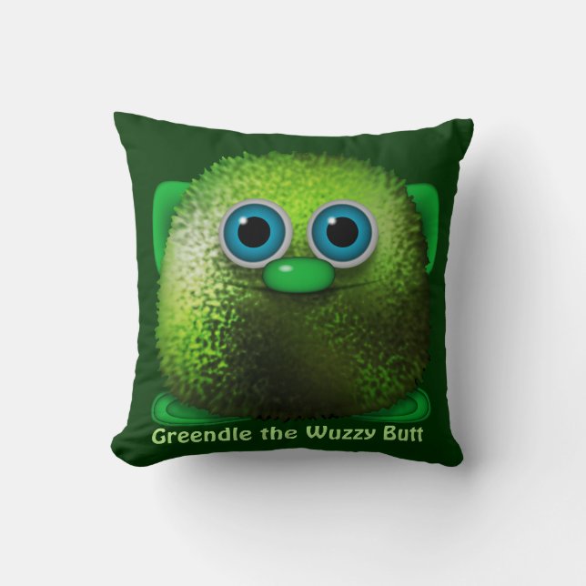 Cute Greendle the Wuzzy Butt Cushion for Kids Room (Front)