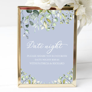 Cute Greenery Bridal Shower Date Night Jar Sign