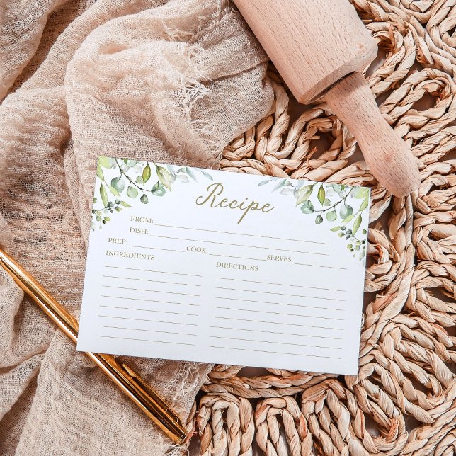 Cute Greenery Bridal Shower Recipe Cards (Creator Uploaded)